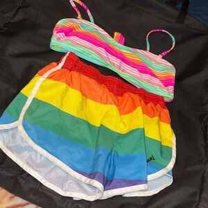 Uzzi bathing suit rainbow colored medium
